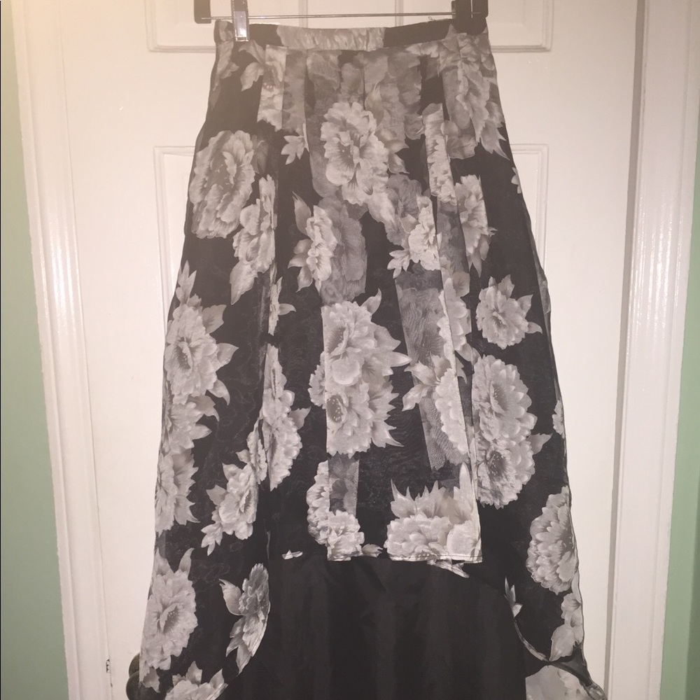 High Low Black and White Flower/Floral Prom Skirt